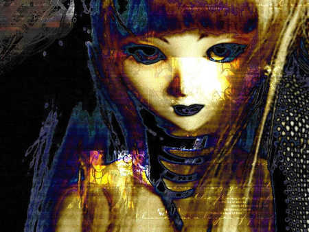 In the blur of Serenity - abstract, colorful, poem, gothic, cool, indiffrent, negitive, doll