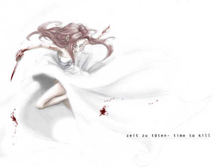 Time to Kill - wepon, long hair, blood, knife, gothic, gothic anime, killer, anime, crazy