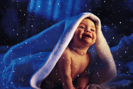 Ηappiness - game, play, blue, snow, eyes, baby, sweet, boy, smile, white, cute, face