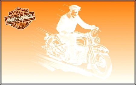 Harley Davidson - white, orange, man, vintage