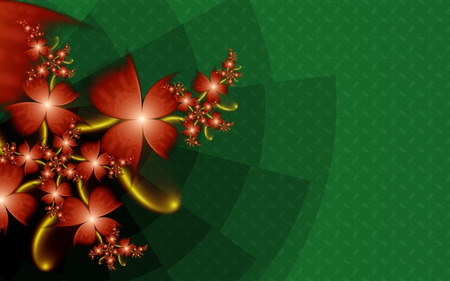 Red Spray - fractals, red green, flowers, texture, spiral