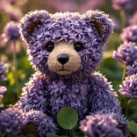 Teddy bear on the flowery meadow