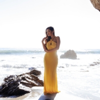 Asian Beauty Posing in a Yellow Dress