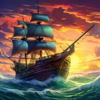 View of fantasy pirate ship