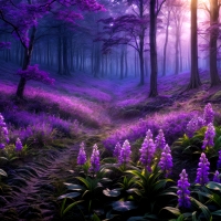 In a magical purple forest