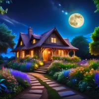 A house under the moonlight