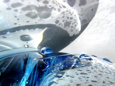 blue glass of water - 3d and cg, abstract, blue