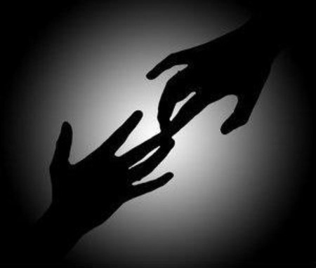 Touch Me - black and white, hands