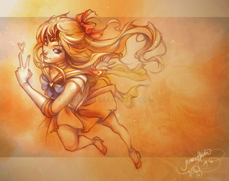 Sailor Venus - anime, anime girl, sailormoon, female, heart, yellow, hot, girl, love, cute, sexy