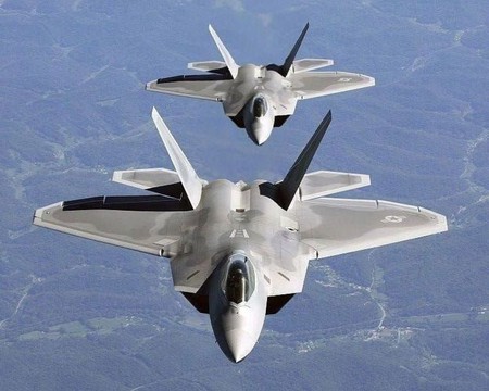 Two F-22A Raptor - two-f-22a-raptor-in-column-flight, cool