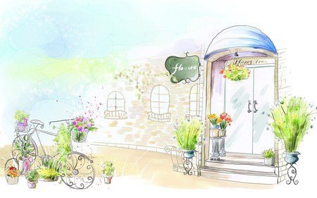 Flower Shop - flowers, bicycle, florist, shop