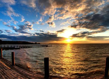 Evening Sunset - clouds, sunset, evening, ocean, sky