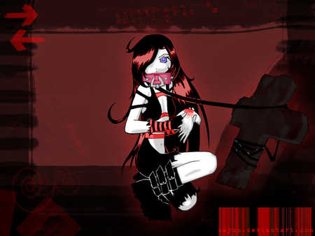 Gothic Anime - blood, anime, dove, leather, gothic, death, gothic anime, chains, woman, cross