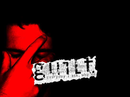 Guilt - sadness, guilt, man, red, words, black