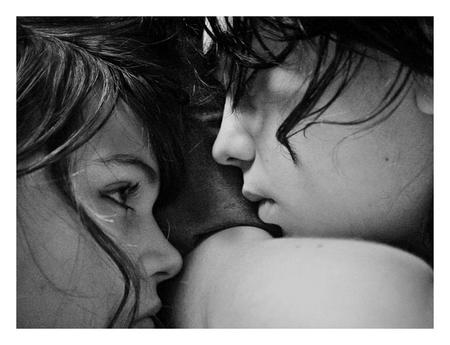 lovers - woman, love, lovers, man, black and white, photograph