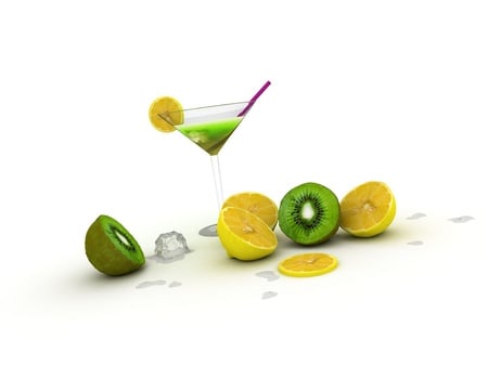 cocktail - alchol, kiwi, cocktail, martini, lemons, fruit