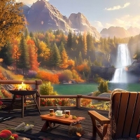 Splendid Waterfall in Autumn