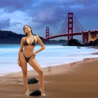 Bikini Model at the Golden Gate Bridge