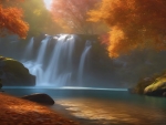 Autumn forest waterfall