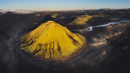Maelifell - a Stratovolcano in Iceland - landscape, rocks, trees, volcano