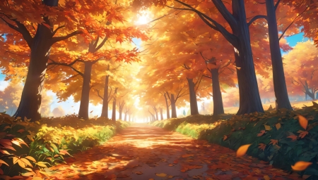 Forest path in autumn - erdei osveny, erdo, evad, osz, oszies, szines fak, szines levelek, tajkep