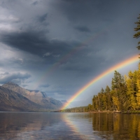 Rainbow over Lake McDonald. Glacier National Park, Montana