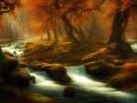 Autumn stream in the forest