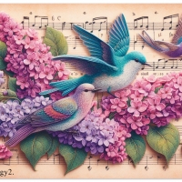 HUMMINGBIRDS AND LILACS