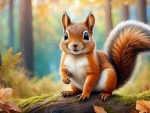 Squirrel in the autumn forest