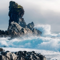 Storm Waves on Iceland Shore