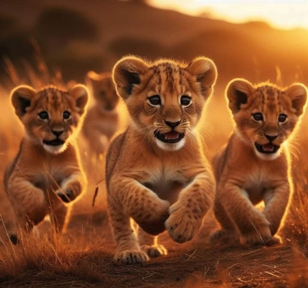 Three rare Asiatic Lion Cubs born at Londo Zoo