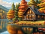 Wooden cabin by the lake