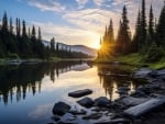 A Peaceful Evening by a Remote Mountain Lake