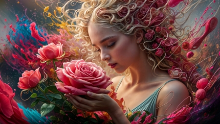 ðŸ©· - beauty, flowers, gorgeous, roses, woman
