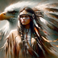 Native Woman and an Eagle