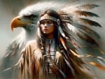 Native Woman and an Eagle