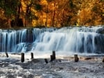 Waterfall in autumn forest