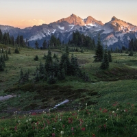 The last bit of sunlight on the Tatoosh Range, Mount Rainier National Park