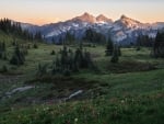 The last bit of sunlight on the Tatoosh Range, Mount Rainier National Park