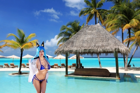 AI Cosplay Bikini Model ~ Byour - ai, bikini, cg, model, pool