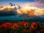 Glaciers at a lake, British Columbia