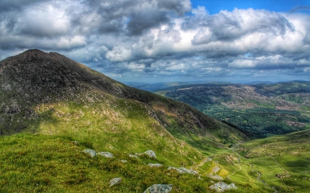 View from the Watkin Path at Yr Wyddfa, Snowdon, Wales