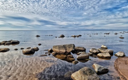 Rocky Sea - Latvia, sea, clouds, rocks