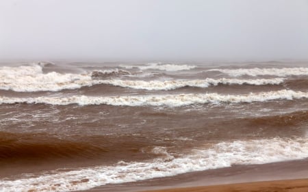 Wavy Baltic Sea - Latvia, sea, mist, waves