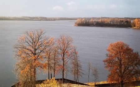 Daugava River in Latvia - Latvia, autumn, river, Daugava, trees