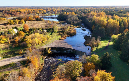 Jagala Waterfall in Estonia - autumn, waterfall, river, Estonia, panorama