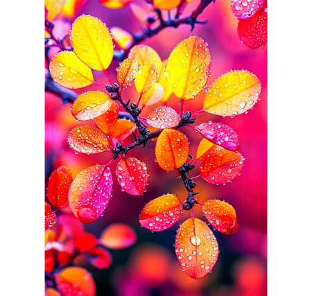 Rain Drops on Leaves - leaves, nature, rain drops, macro