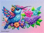 HUMMINGBIRD AND FLOWERS