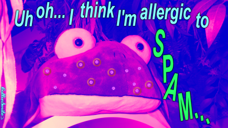 Too Much Spam Around Here... - spam, pink, frog, purple, allergies, allergic