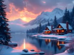 Winter tranquility by the lake